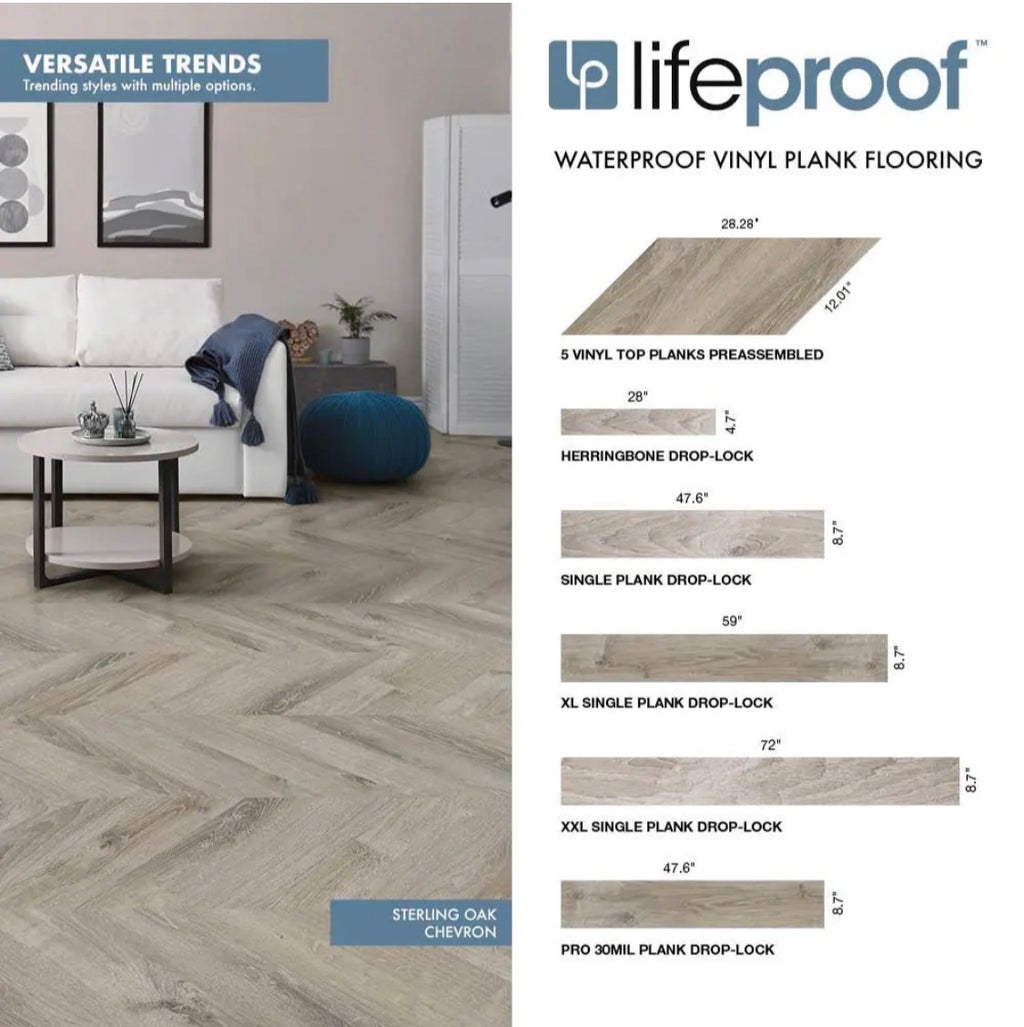 Lifeproof
Sterling Oak 22 MIL × 8.7 in. W x 48 in. L Click Lock Waterproof Luxury Vinyl Plank Flooring (20.1 sqft/case)