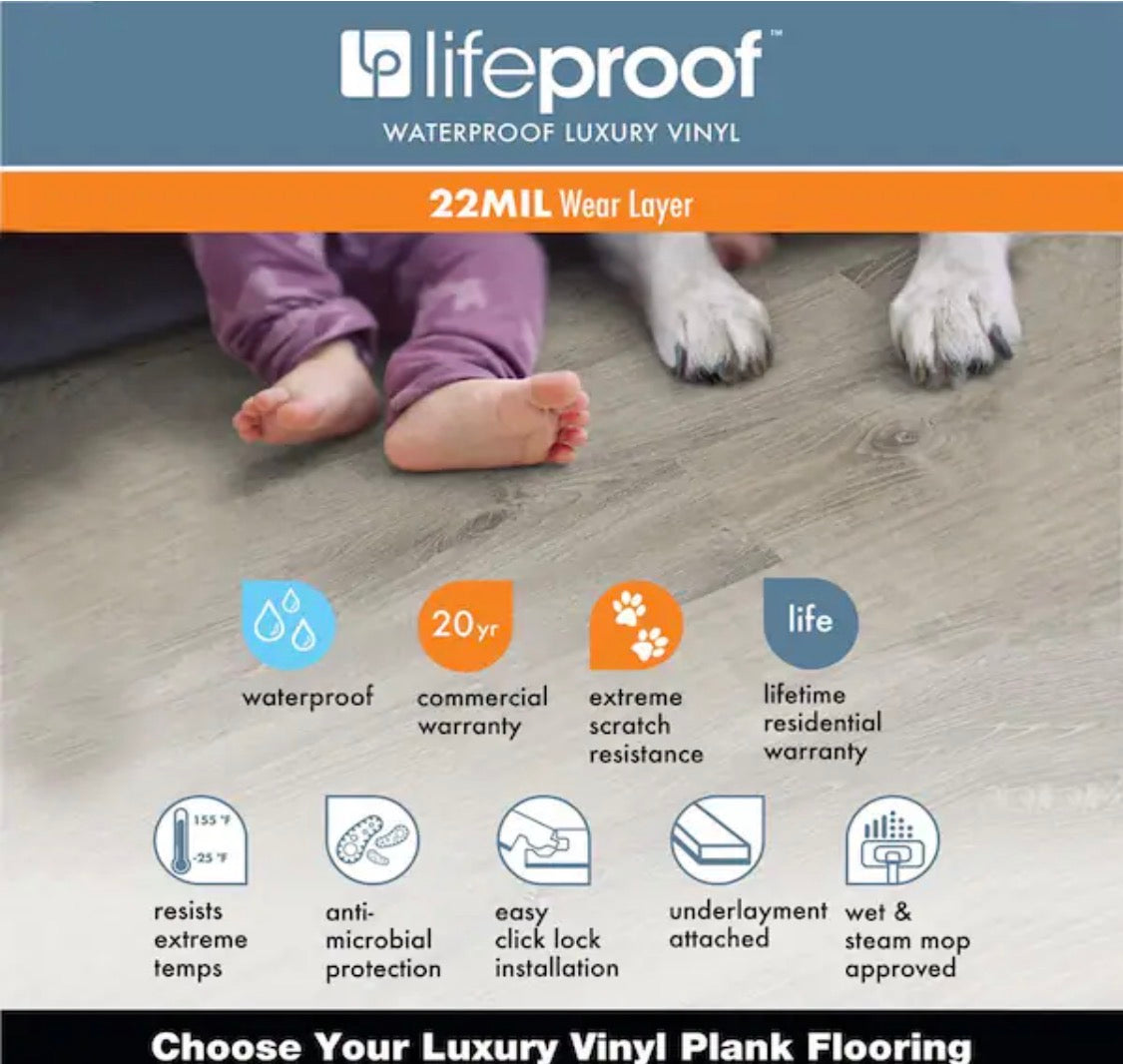 Lifeproof
Champagne Beach Wood 22
MIL × 8.7 in. W × 48 in. L Click Lock Waterproof Luxury Vinyl Plank Flooring (20.1 sqft/case)